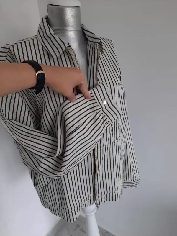 Jachetă Jack&Jones EU 40 | Alb, Fără glugă, Dungi, Bumbac - Image 3