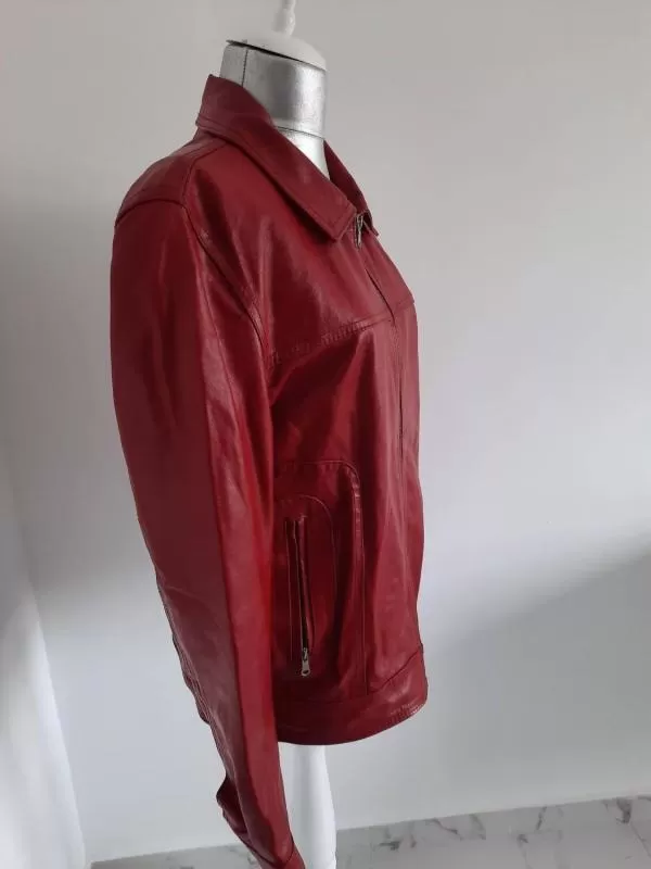 Geacă din piele IMPERIAL L | Roșu, Fără glugă, Monocrom, Piele naturală - Image 3