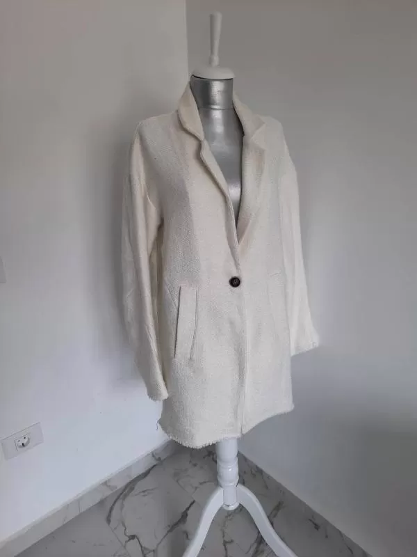 Palton lung Mos Mosh XL | Crem, Fără glugă, Monocrom - Image 2