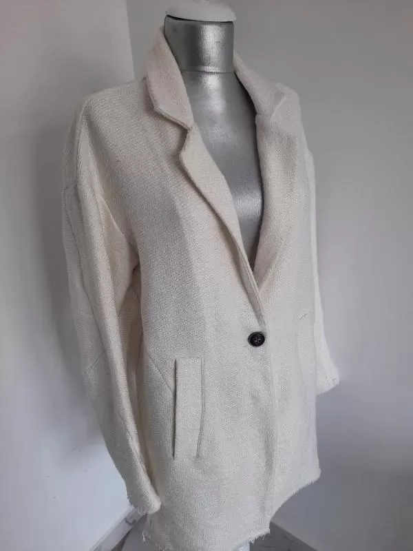 Palton lung Mos Mosh XL | Crem, Fără glugă, Monocrom - Image 4