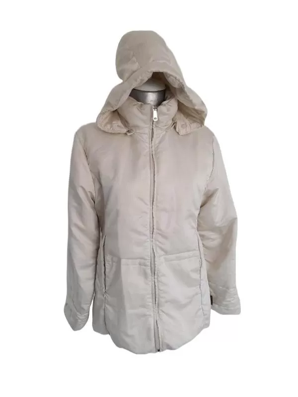 Geacă de iarnă Moncler M | Crem, Cu glugă detașabilă, Monocrom