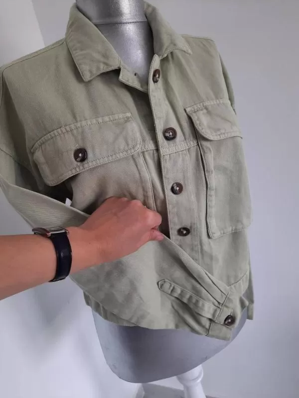 Geacă din denim NOISY MAY XS | Verde mentă, Fără glugă, Monocrom, Reiat, Denim - Image 3