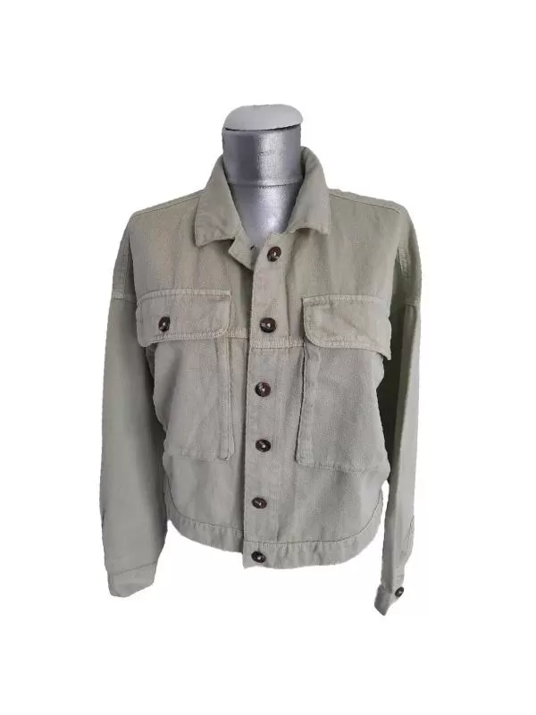 Geacă din denim NOISY MAY XS | Verde mentă, Fără glugă, Monocrom, Reiat, Denim