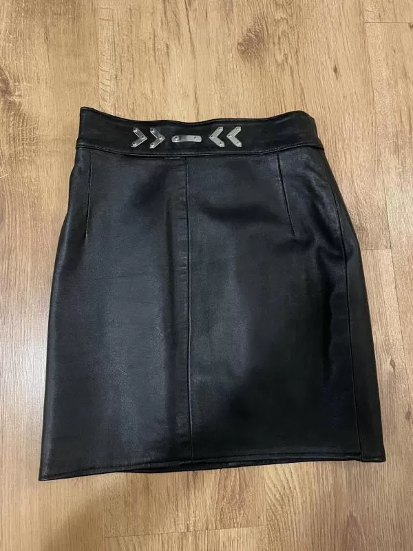 Fustă Vintage EU 34 | Negru, Mini, Piele naturală - Image 2