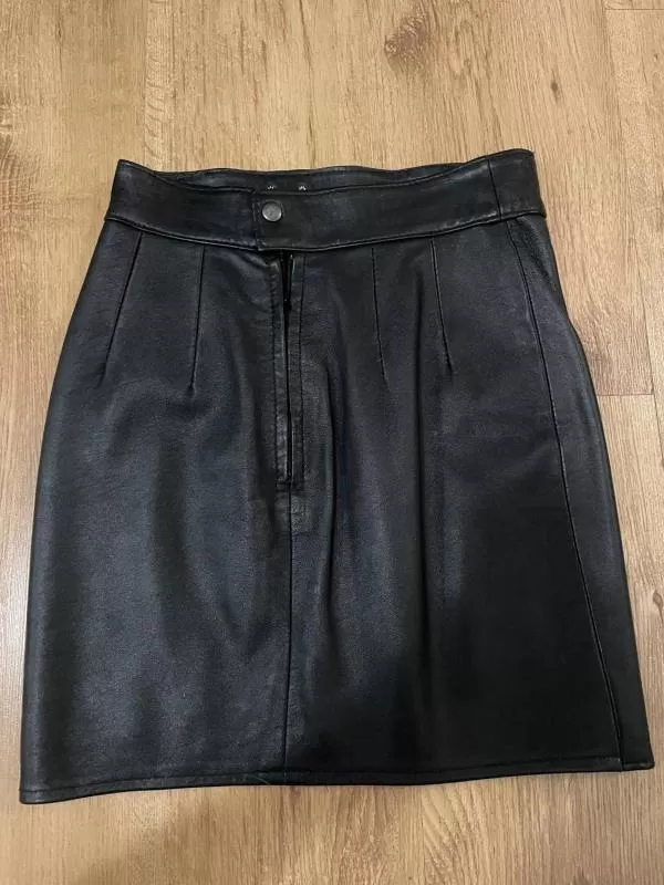 Fustă Vintage EU 34 | Negru, Mini, Piele naturală - Image 3