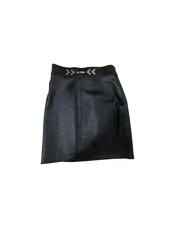 Fustă Vintage EU 34 | Negru, Mini, Piele naturală