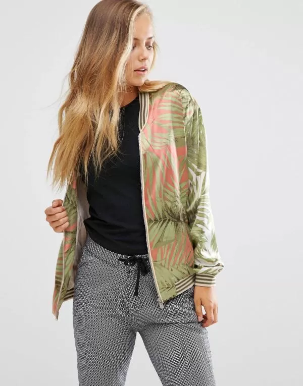 Geacă bomber Scotch & Soda M | Verde, Fără glugă, Floral Tropical - Image 2