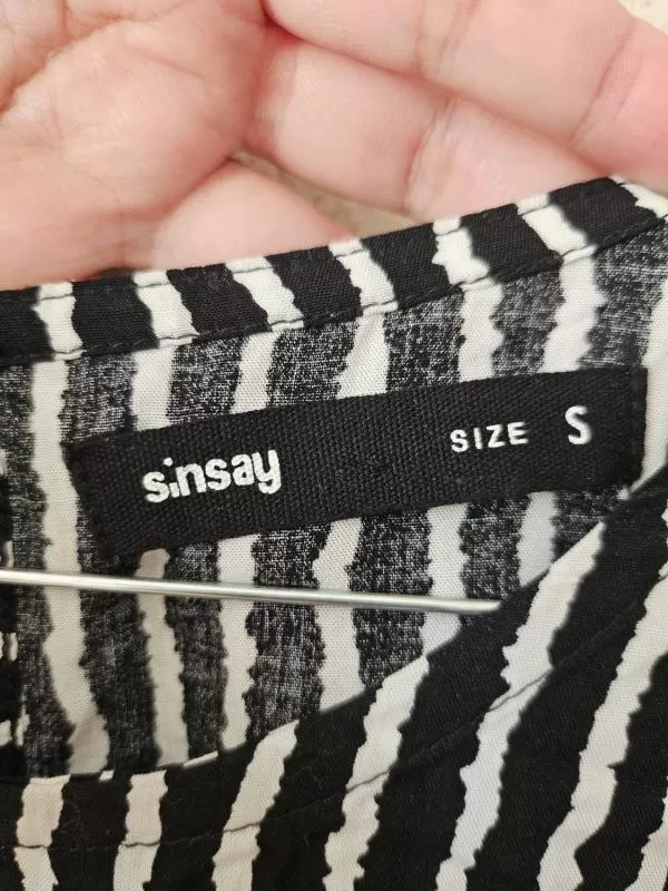 Bluză Sinsay S | Alb, Normal, Mânecă lungă, Dungi, Vâscoză - Image 6