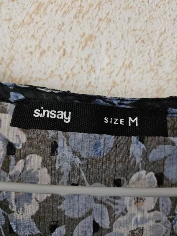 Bluză Sinsay M | Albastru, Normal, Mânecă lungă, Floral & Tropical, Poliester - Image 6
