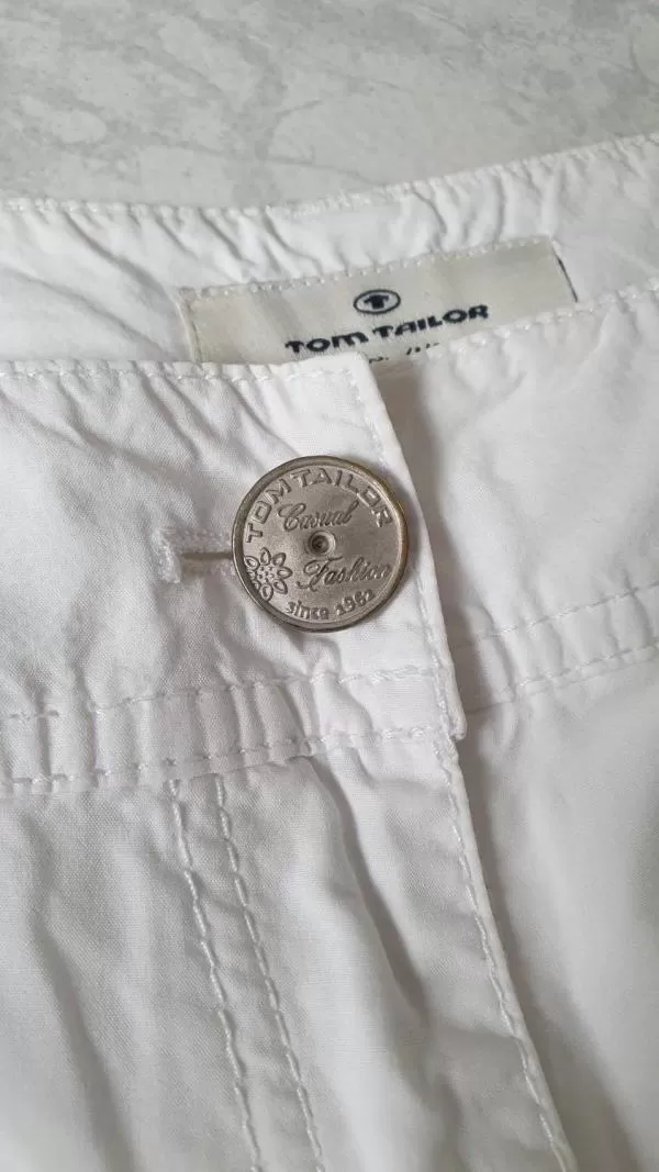 Pantaloni Tom Tailor EU 38 | Alb, Scurți, Bumbac - Image 5