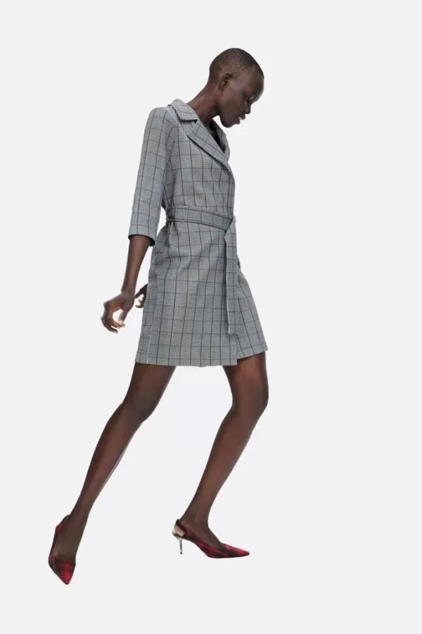 Rochie office Zara S | Gri, Mini, Bumbac - Image 2