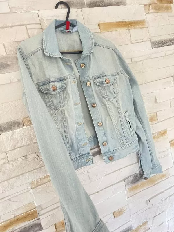 Geacă din denim H&M EU 36 | Bleu, Fără glugă, Denim - Image 3