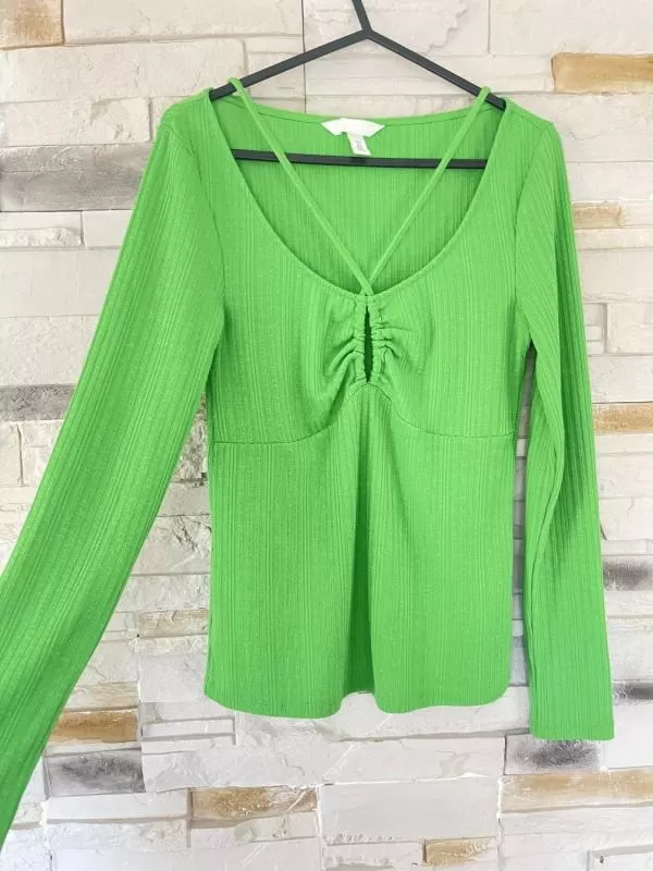 Bluză H&M EU 36 | Verde, Normal, Poliester - Image 2