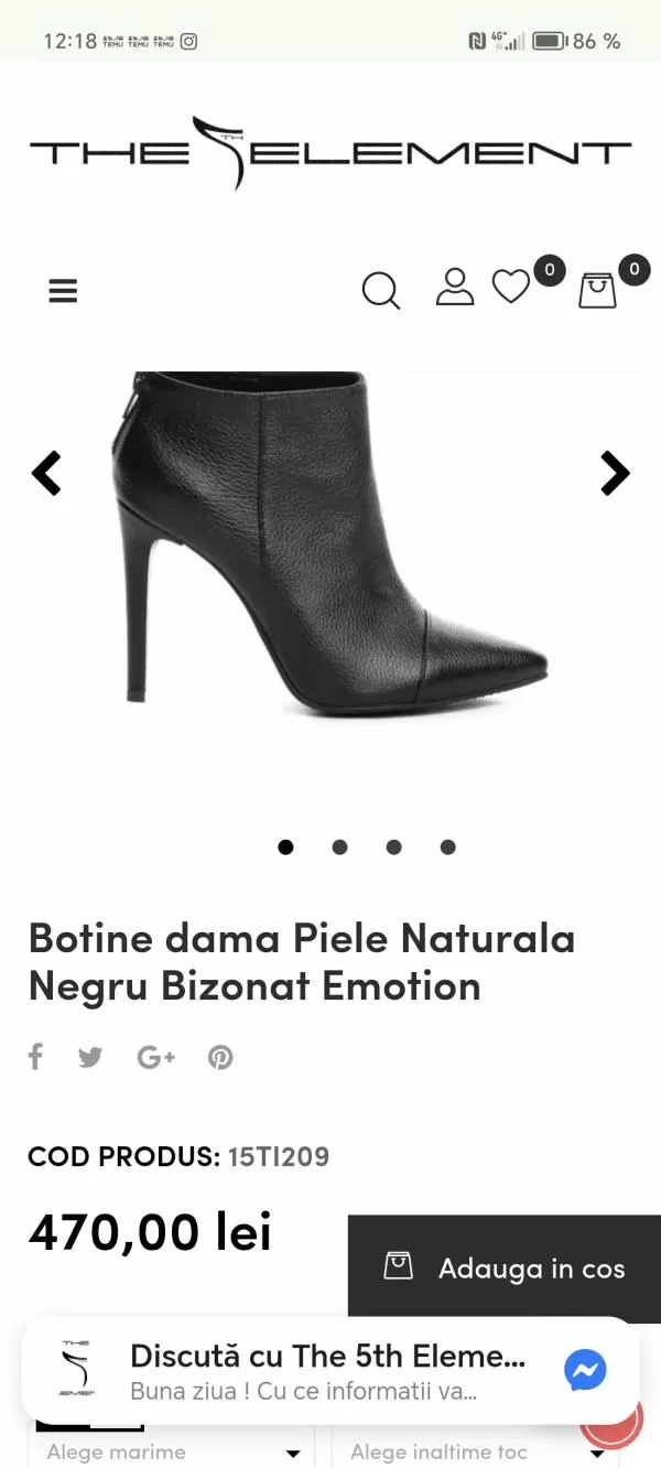 Ghete The Element EU 38 | Negru, Piele naturală - Image 7