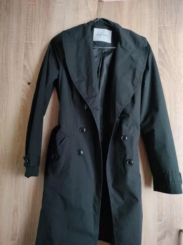 Trenci Zara EU 36 | Negru, Fără glugă, Monocrom, Elastan - Image 2