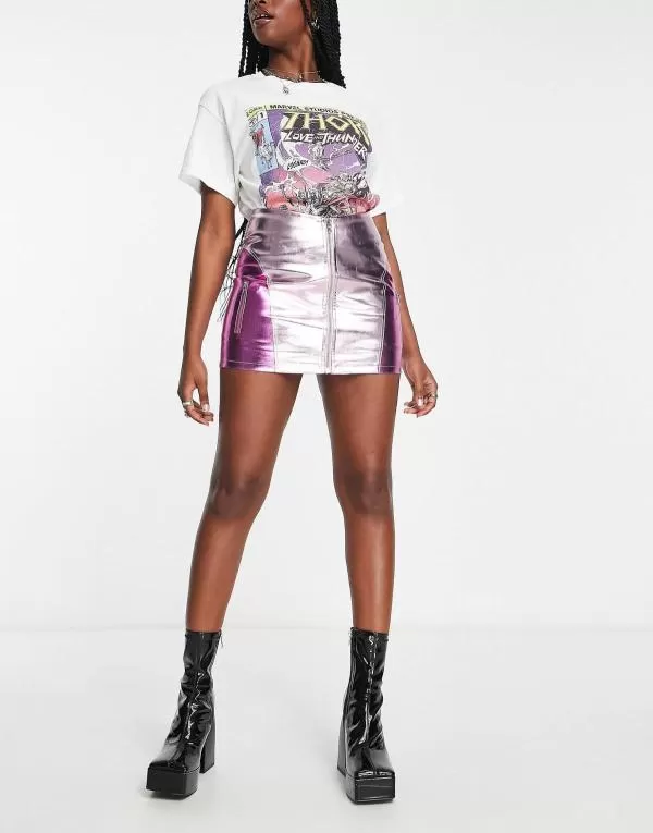 Fustă ASOS M | Mov, Mini, Poliester - Image 4