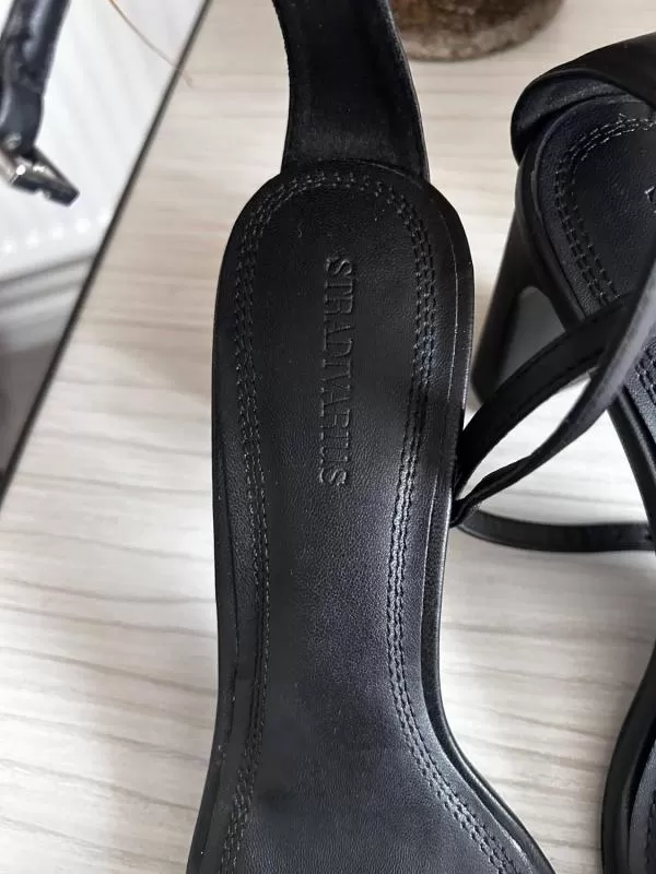 Sandale cu toc Stradivarius EU 38 | Negru, Piele ecologică - Image 4