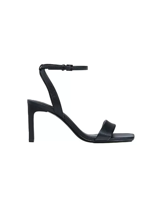 Sandale cu toc Stradivarius EU 38 | Negru, Piele ecologică