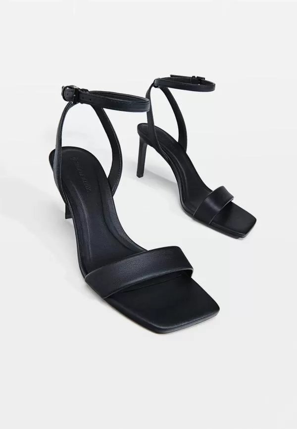 Sandale cu toc Stradivarius EU 38 | Negru, Piele ecologică - Image 2