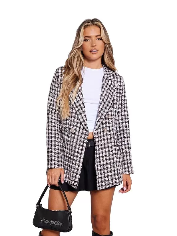 Sacou PrettyLittleThing EU 42 | Multicolor, Normal, Mânecă lungă, Carouri