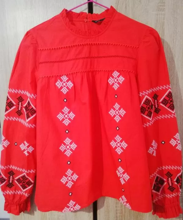 Bluză Zara XS | Roșu, Normal, Bumbac - Image 3
