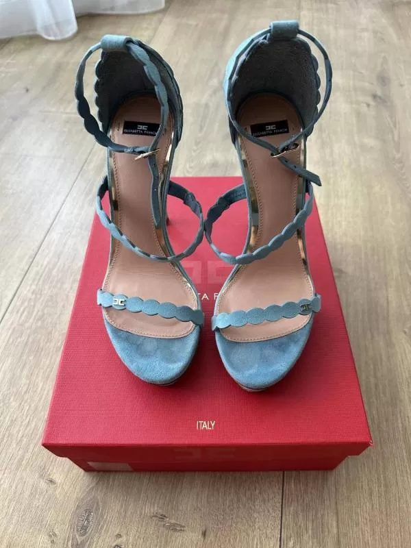 Sandale cu toc Elisabetta Franchi EU 37 | Bleu, Piele naturală - Image 4
