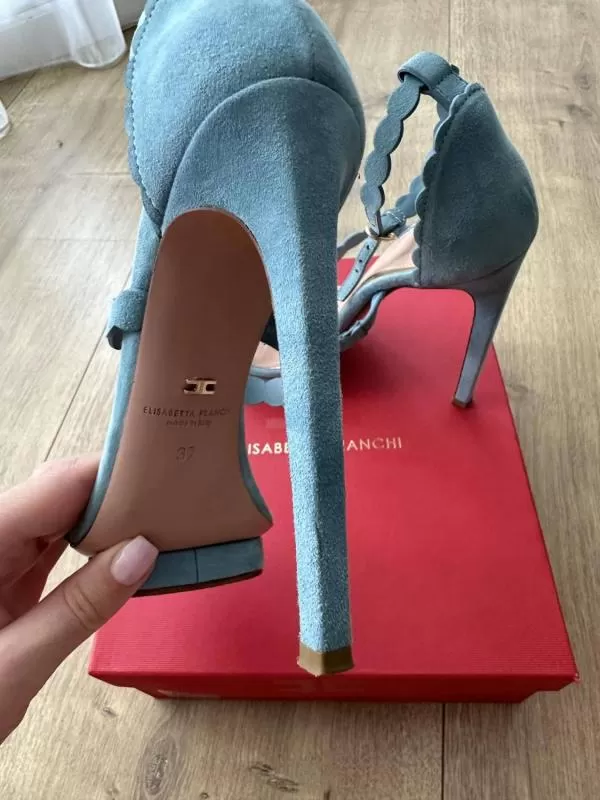 Sandale cu toc Elisabetta Franchi EU 37 | Bleu, Piele naturală - Image 9
