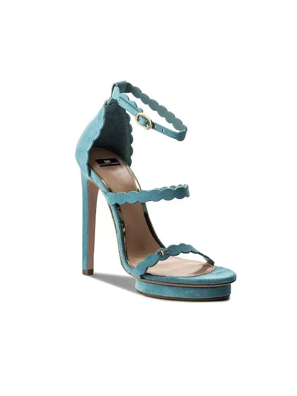 Sandale cu toc Elisabetta Franchi EU 37 | Bleu, Piele naturală