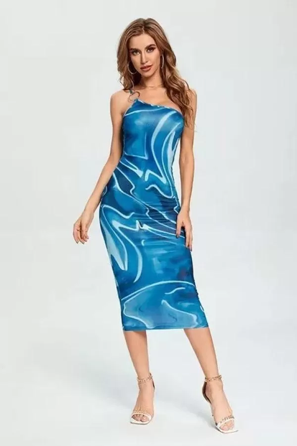 Rochie de plajă Welooc EU 38 | Albastru, Maxi, Poliester - Image 3
