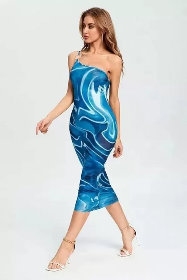 Rochie de plajă Welooc EU 38 | Albastru, Maxi, Poliester - Image 5