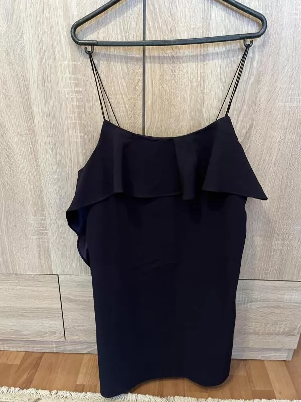 Rochie de seară Mango M | Albastru, Mini, Bretele subțiri, Monocrom, Volane - Image 6