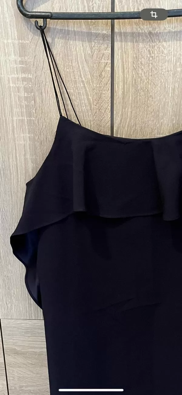Rochie de seară Mango M | Albastru, Mini, Bretele subțiri, Monocrom, Volane - Image 8