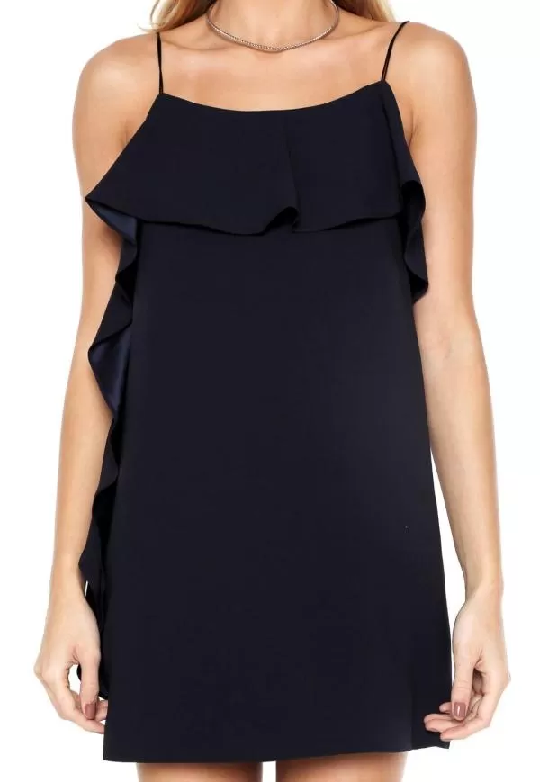 Rochie de seară Mango M | Albastru, Mini, Bretele subțiri, Monocrom, Volane - Image 4