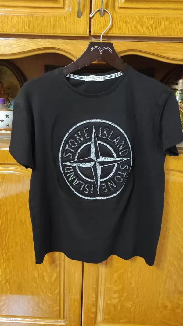 Tricou cu imprimeu Stone Island L | Negru, Bumbac