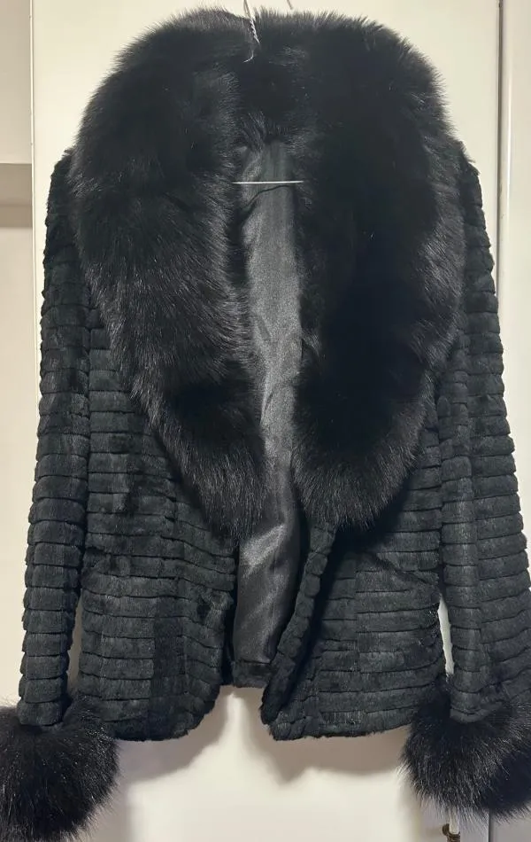 Geacă din blană Producător blănuri EU 38 | Negru, Fără glugă, Monocrom, Blană naturală - Image 2