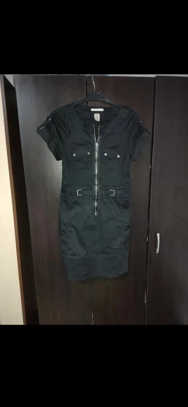Rochie casual Kenneth Cole EU 38 | Negru, Midi, Mânecă scurtă, Monocrom, Bumbac - Image 2