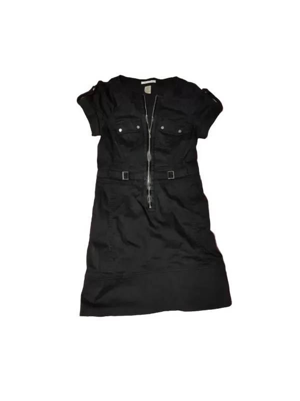 Rochie casual Kenneth Cole EU 38 | Negru, Midi, Mânecă scurtă, Monocrom, Bumbac