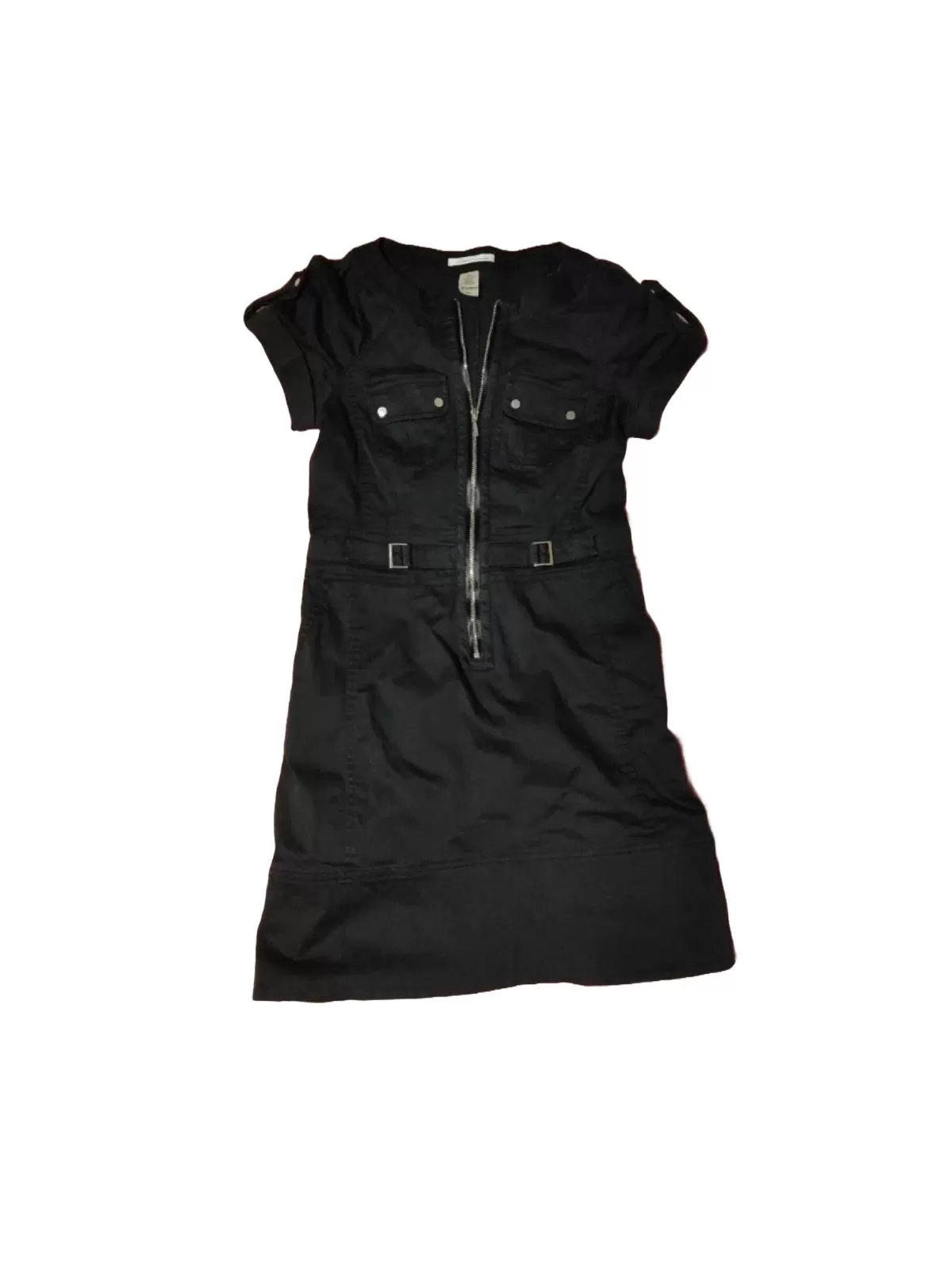 Rochie casual Kenneth Cole EU 38 | Negru, Midi, Mânecă scurtă, Monocrom, Bumbac