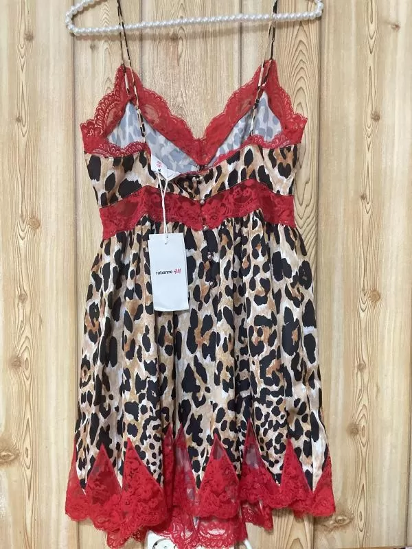 Rochie de vară Rabanne H&M EU 38 | Multicolor, Mini, Bretele subțiri, Animal print, Dantelă, Poliamidă - Image 7