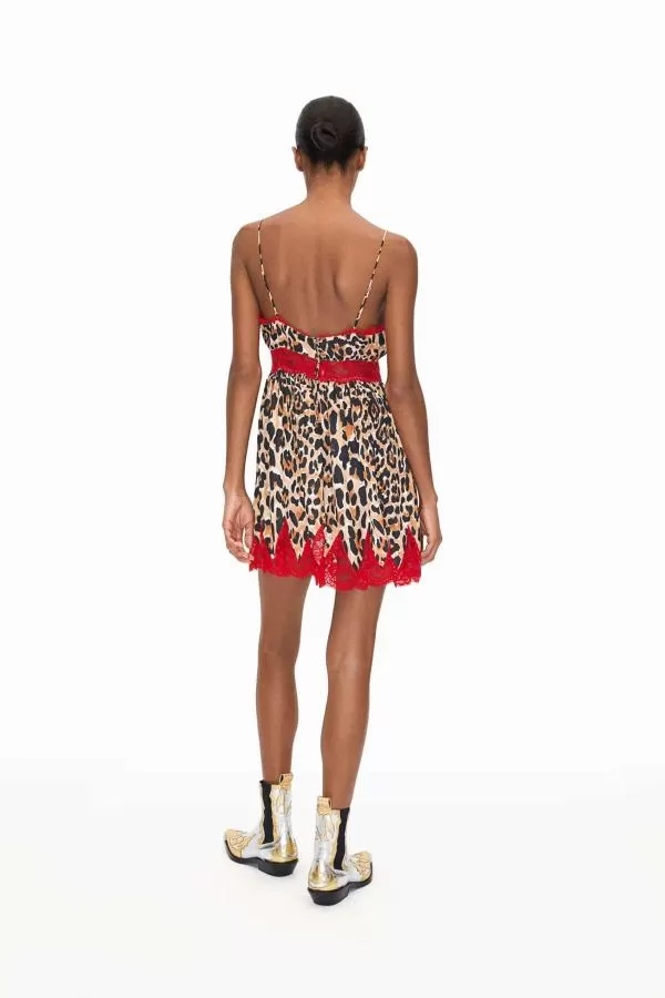 Rochie de vară Rabanne H&M EU 38 | Multicolor, Mini, Bretele subțiri, Animal print, Dantelă, Poliamidă - Image 2