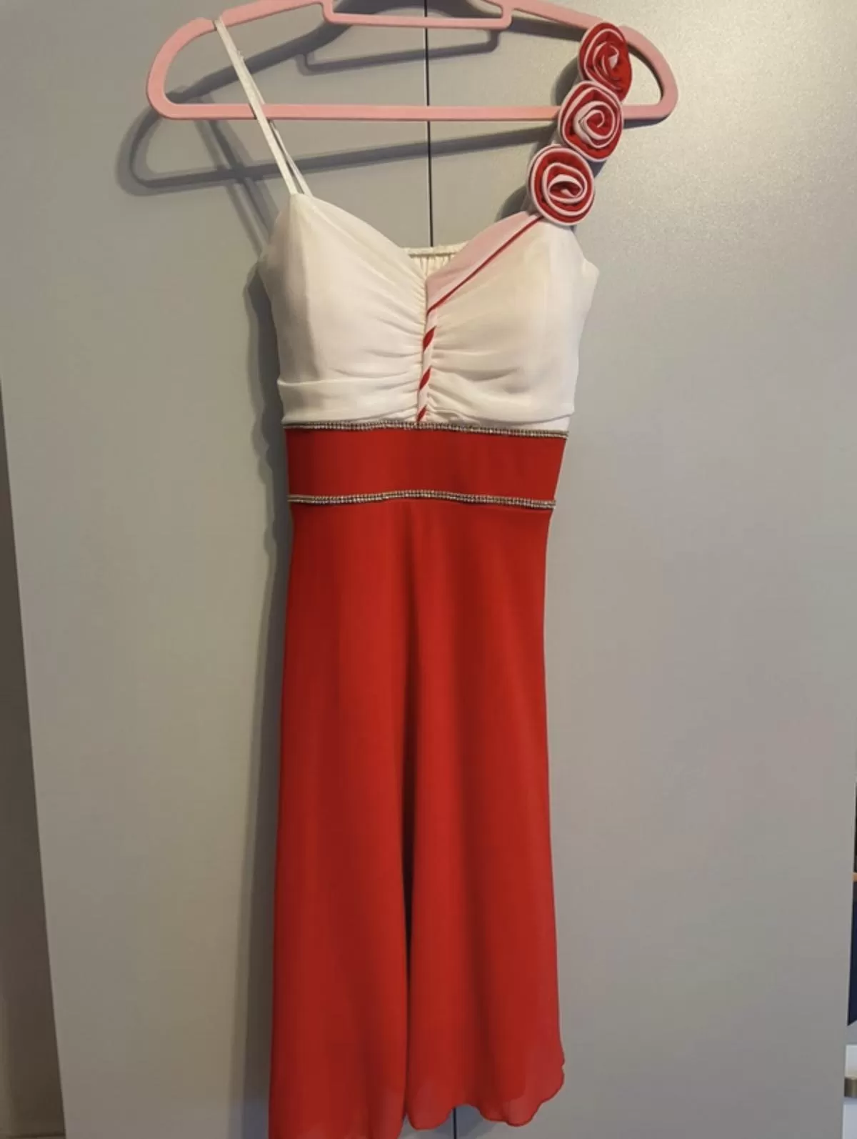 Rochie de ocazie EU 36 | Roșu, Midi, Bretele subțiri, Bumbac