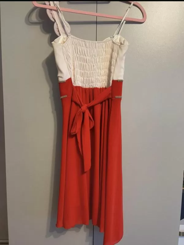 Rochie de ocazie EU 36 | Roșu, Midi, Bretele subțiri, Bumbac - Image 2