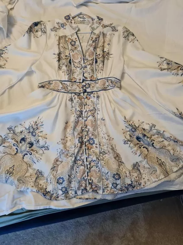 Rochie casual Cato EU 42 | Alb, Mini, Mânecă lungă, Bumbac - Image 7