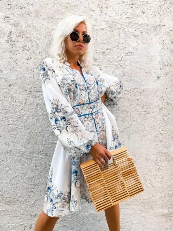 Rochie casual Cato EU 42 | Alb, Mini, Mânecă lungă, Bumbac - Image 2