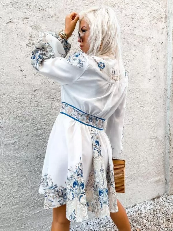Rochie casual Cato EU 42 | Alb, Mini, Mânecă lungă, Bumbac - Image 3