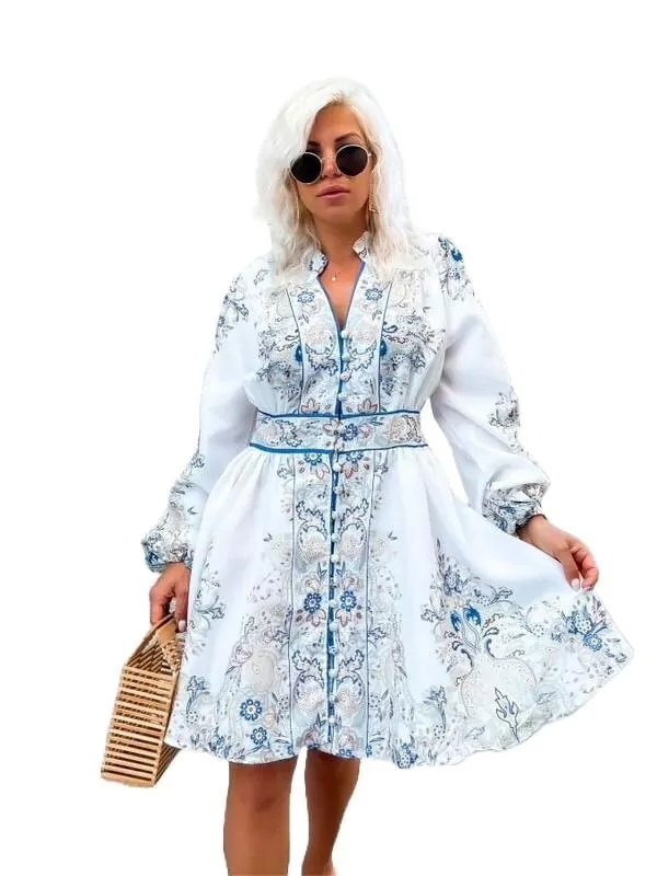 Rochie casual Cato EU 42 | Alb, Mini, Mânecă lungă, Bumbac