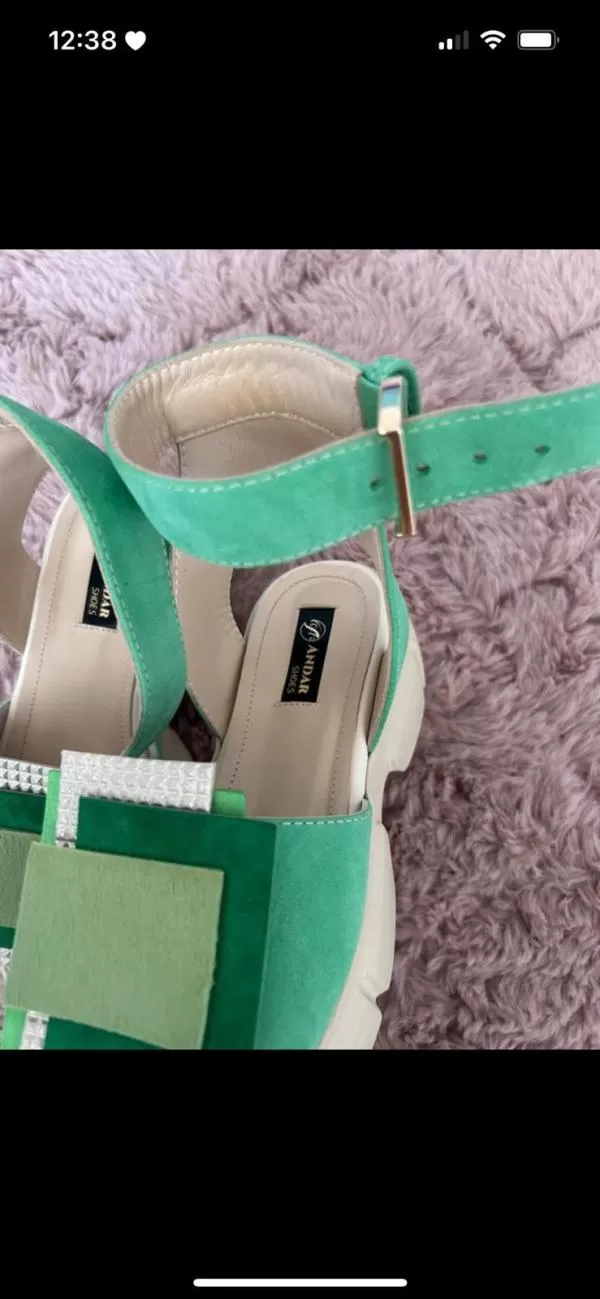 Sandale Andar shoes EU 35 | Verde mentă, Piele întoarsă Suede - Image 7