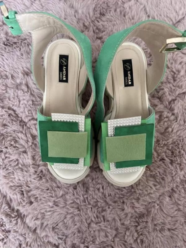 Sandale Andar shoes EU 35 | Verde mentă, Piele întoarsă Suede - Image 2