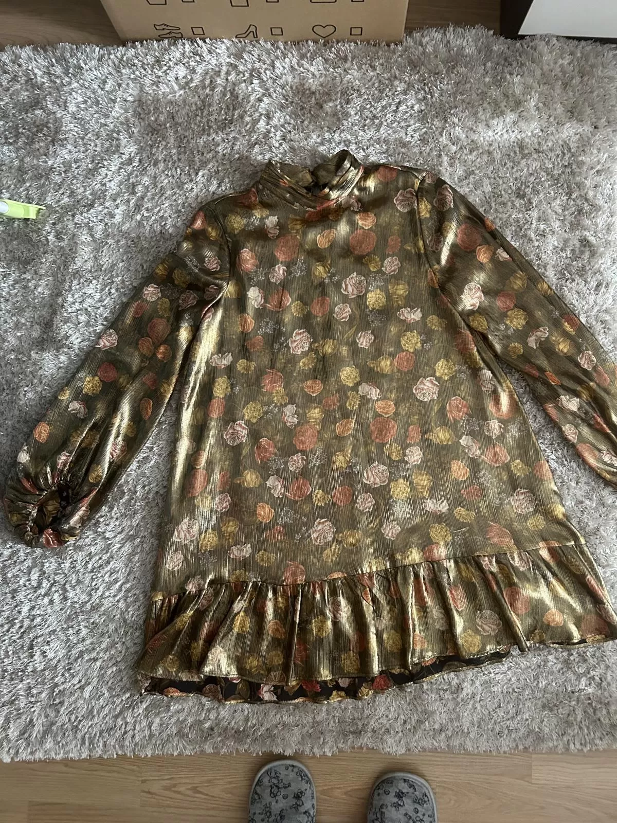Rochie de seară Zara EU 36 | Auriu, Midi, Mânecă lungă, Poliester - Image 2