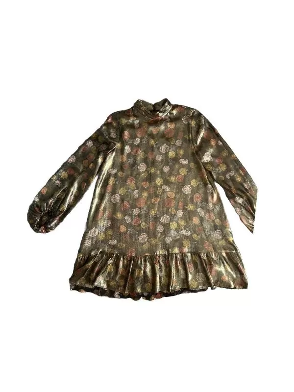 Rochie de seară Zara EU 36 | Auriu, Midi, Mânecă lungă, Poliester